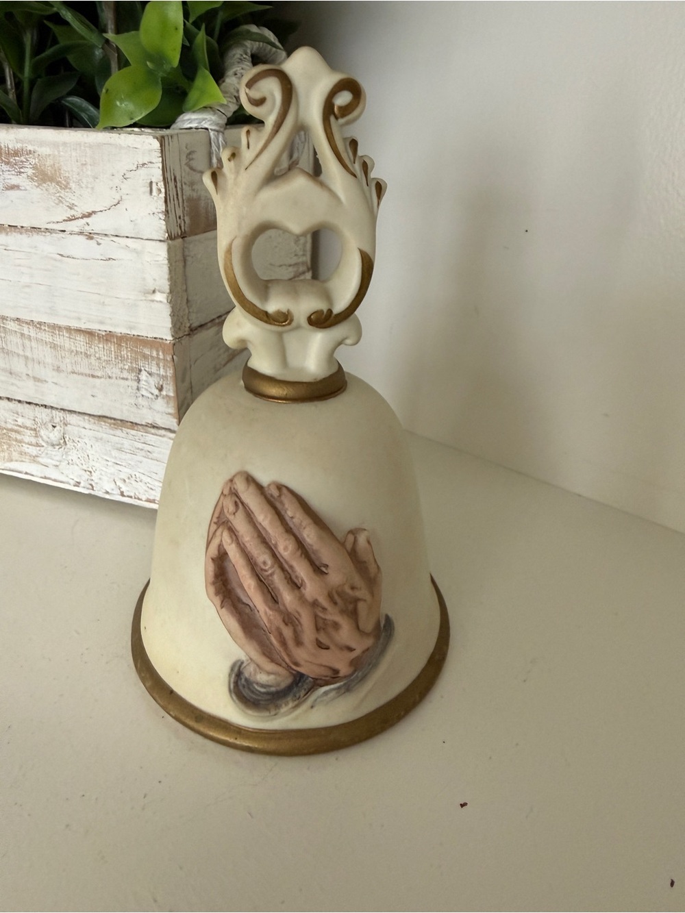 Vintage HOMCO Praying Hands Porcelain Bell Religious Christian Decor Taiwan